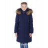 Пальто  зимнее ОХАРА для девочки d9306, синее.