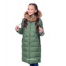 Пальто детское зимнее O'HARA для девочки, утеплитель  БИО-ПУХ, K305, оливковое.