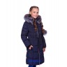 Пальто детское зимнее ОХАРА для девочки, утеплитель  БИО-ПУХ, мод. S324, цвет синий.