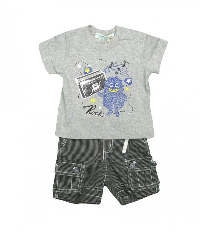 Комплект шорты  с футболкой для мальчика, мод. 7015, серый.